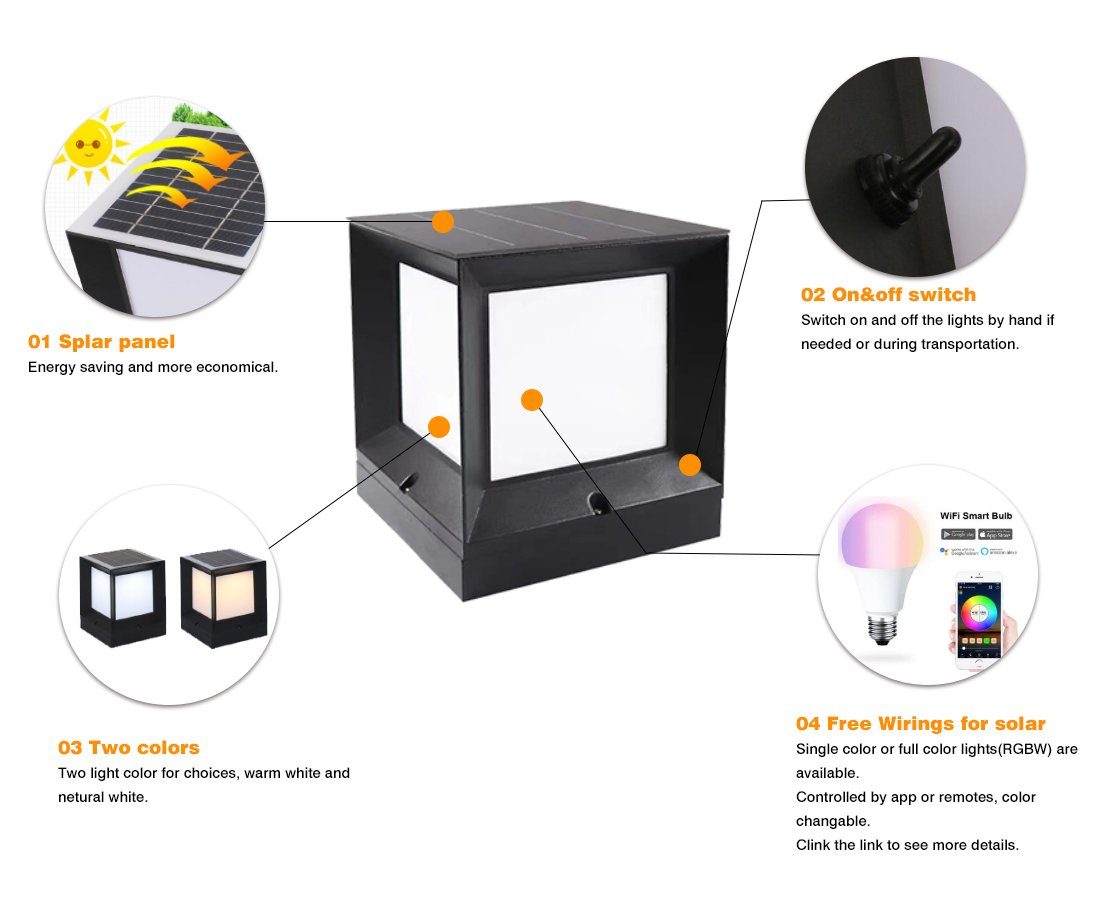 Solar Post Light SP23 for Backyard Gardens from 3W to 8W(10)